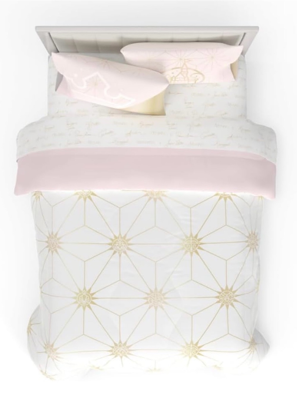 Disney White, Pink and Gold Geometric Comforter Set
